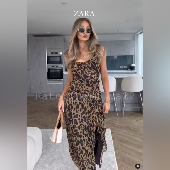 ZARA RUFFLED ANIMAL PRINT DRESS - Picture 5 of 16